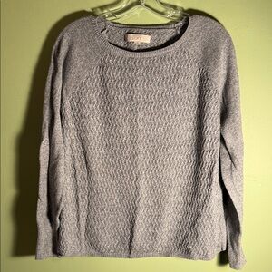 LOFT Light Gray Textured Crewneck Sweater S